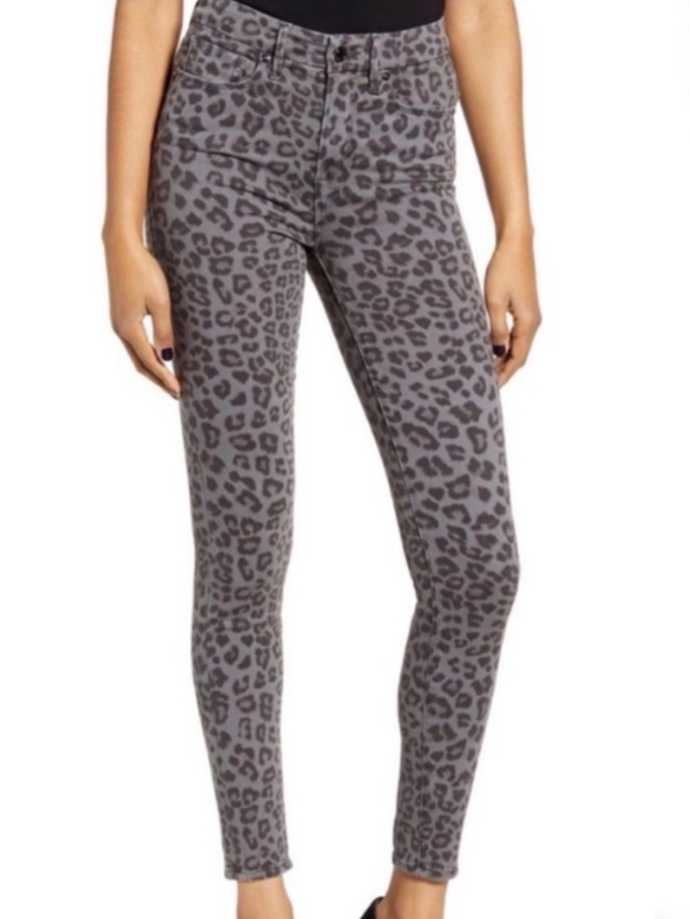 GOOD AMERICAN Good Legs Skinny Jeans Gray Animal Print Women’s 10 / 30